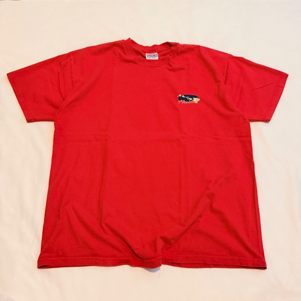 Hanes T-Shirt Mens XL Red Vintage 90s Hawaii Map Graphic Beefy-T